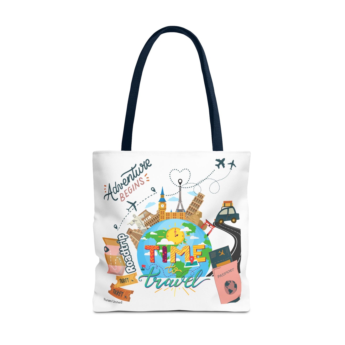 Travel Tote Bag - Time to Travel Essential for Vacation and Nurses