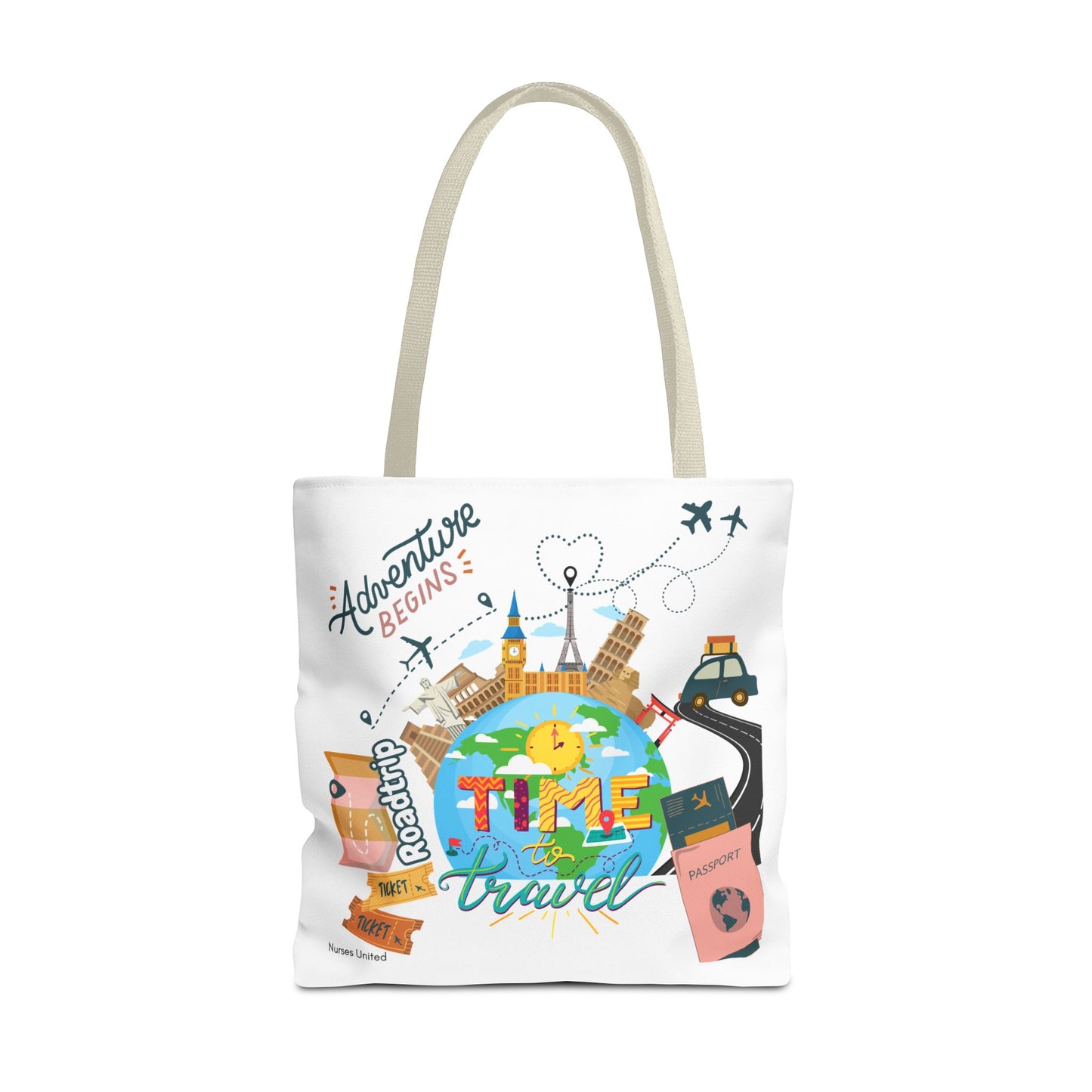 Travel Tote Bag - Time to Travel Essential for Vacation and Nurses