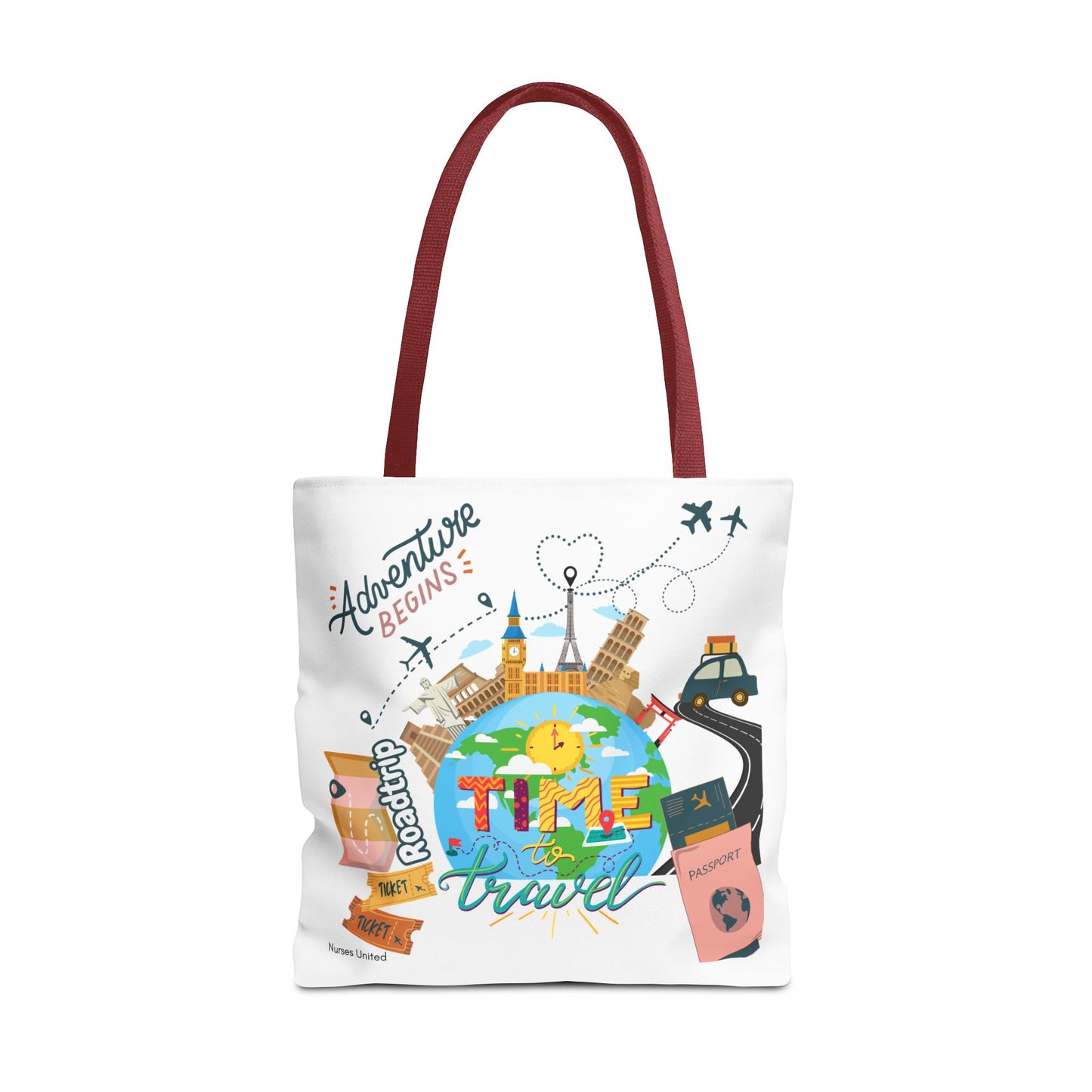 Travel Tote Bag - Time to Travel Essential for Vacation and Nurses