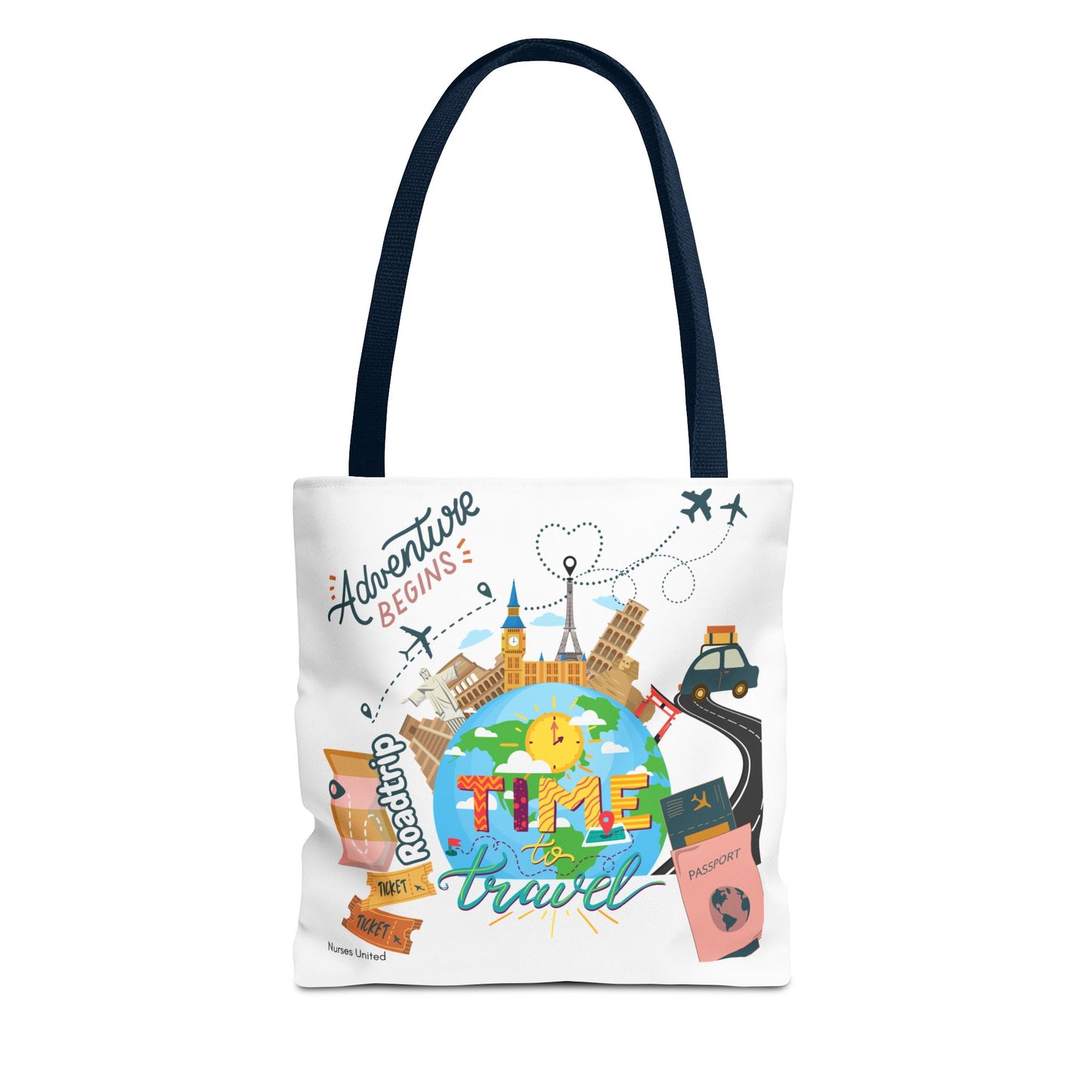 Travel Tote Bag - Time to Travel Essential for Vacation and Nurses