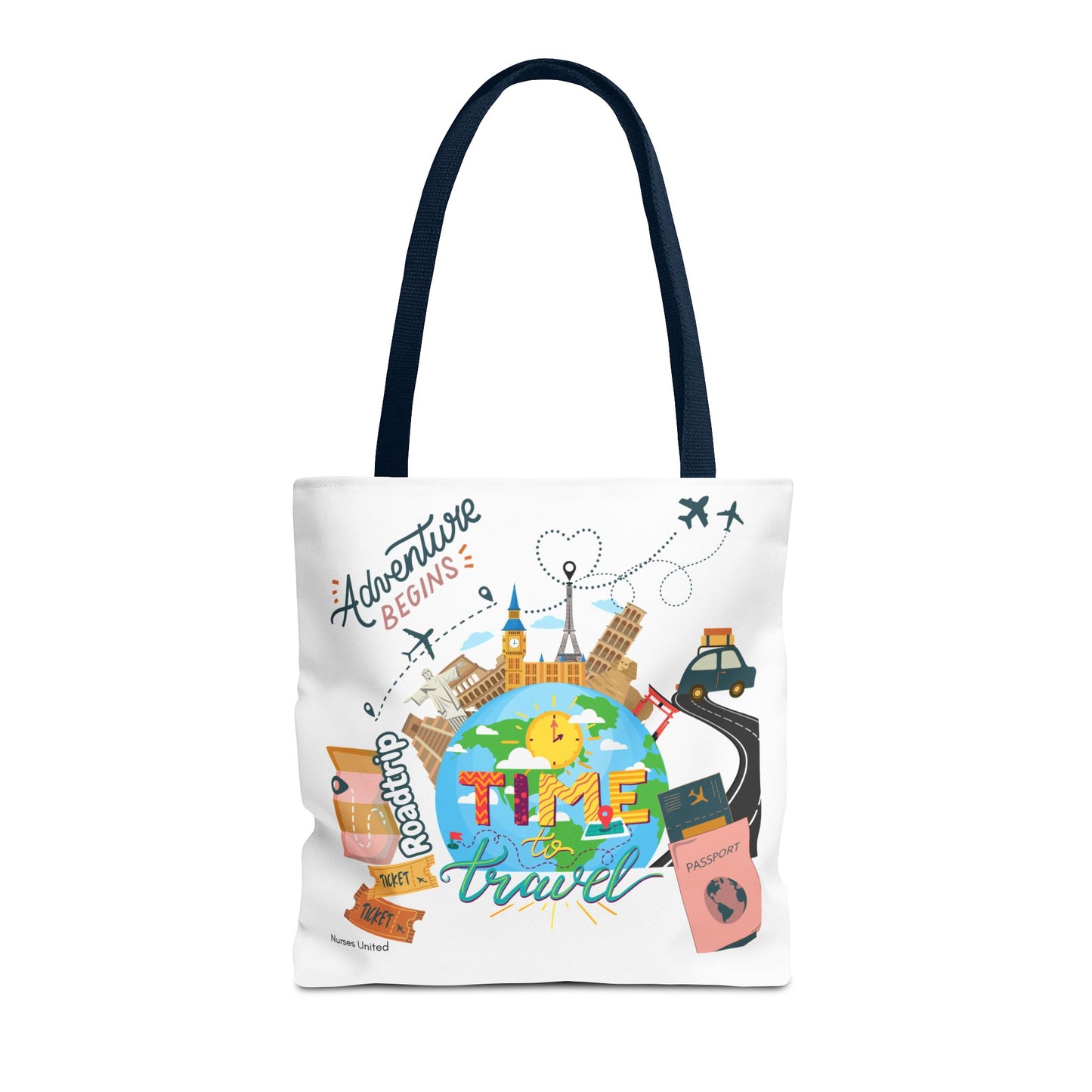 Travel Tote Bag - Time to Travel Essential for Vacation and Nurses