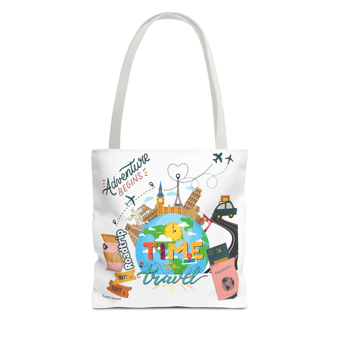 Travel Tote Bag - Time to Travel Essential for Vacation and Nurses