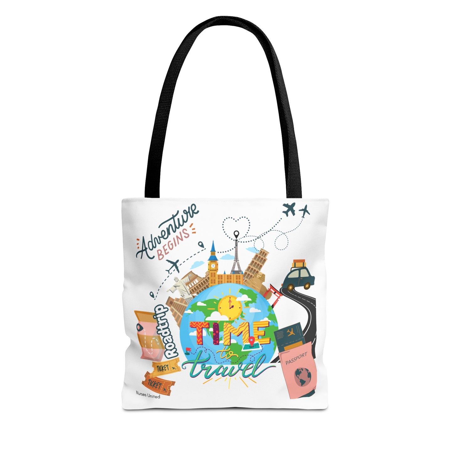 Travel Tote Bag - Time to Travel Essential for Vacation and Nurses