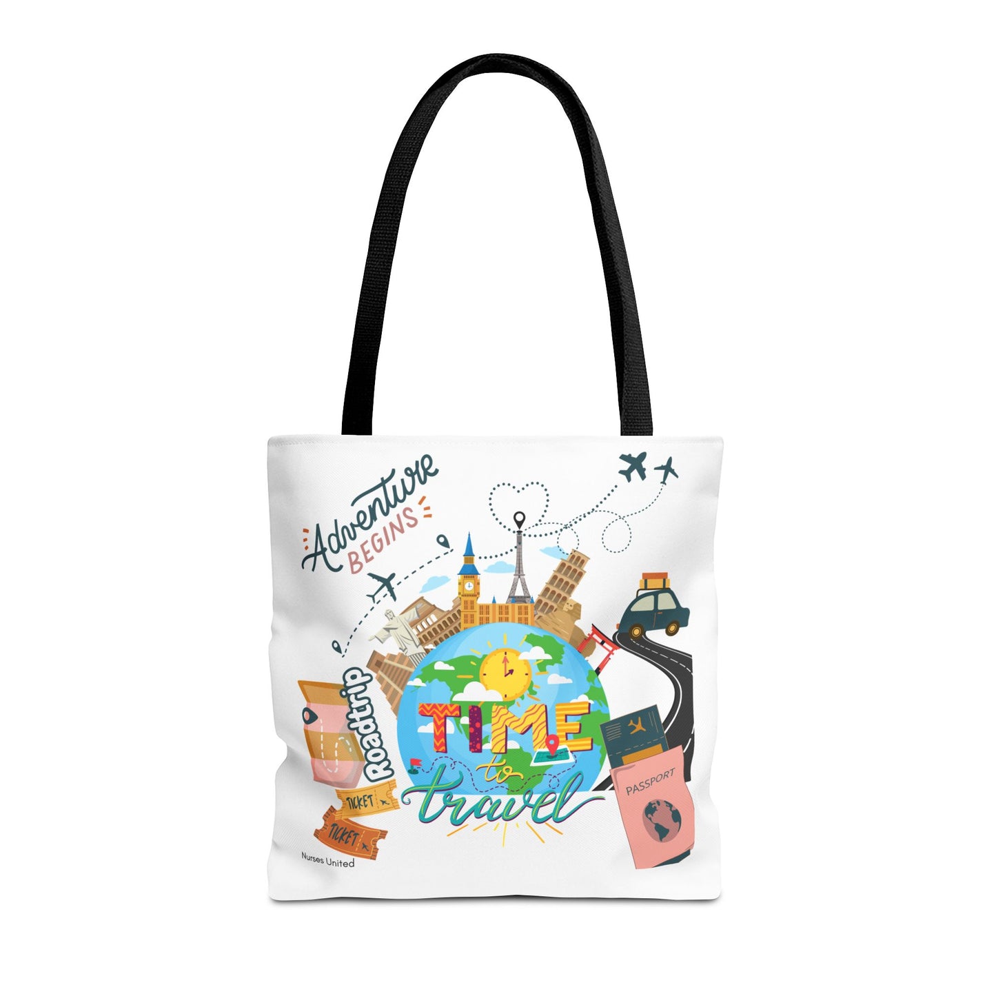 Travel Tote Bag - Time to Travel Essential for Vacation and Nurses