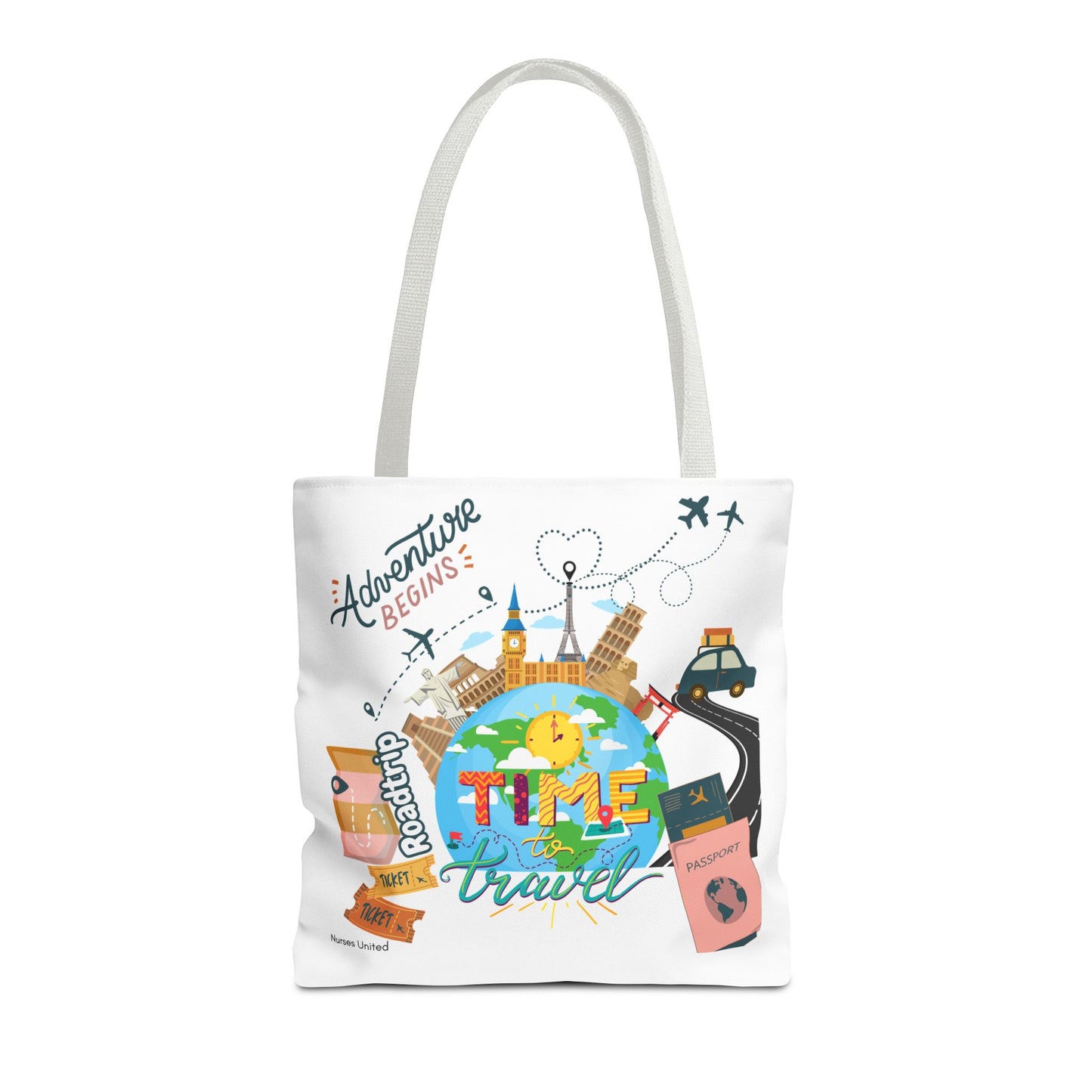 Travel Tote Bag - Time to Travel Essential for Vacation and Nurses