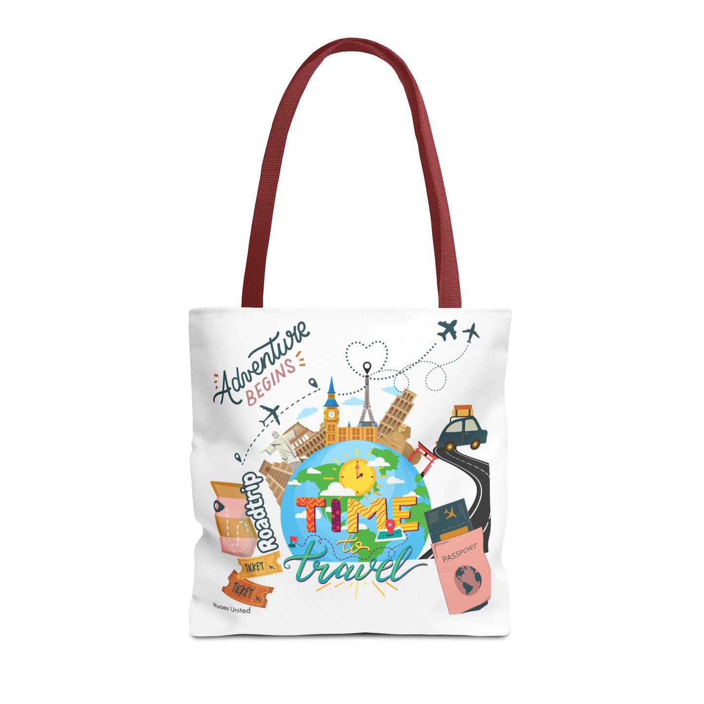 Travel Tote Bag - Time to Travel Essential for Vacation and Nurses