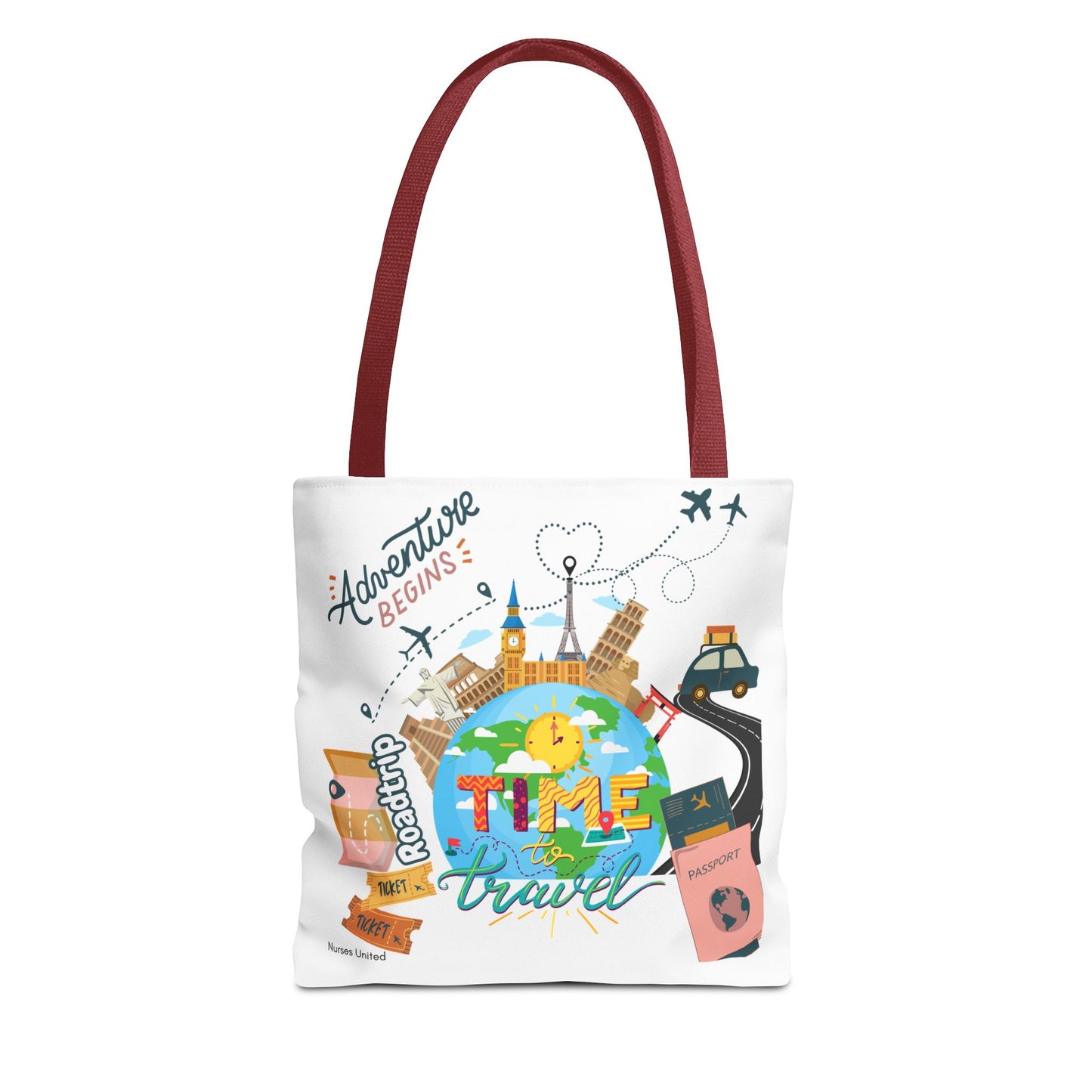 Travel Tote Bag - Time to Travel Essential for Vacation and Nurses