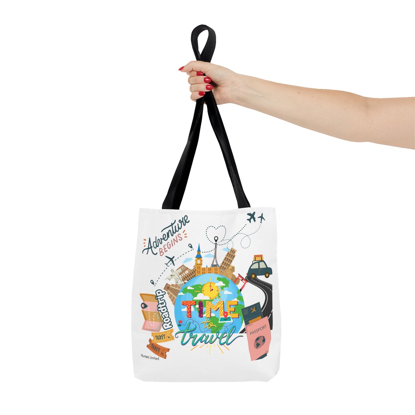 Travel Tote Bag - Time to Travel Essential for Vacation and Nurses