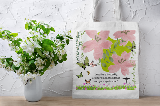 Serene Inspirational Butterfly Tote Bag for Nurses